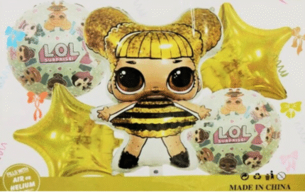 MPS MY PARTY SUPPLIERSĀ® Set of 5 lol surprise doll foil balloons for decoration, cartoon princess doll theme balloons, lol doll balloon garland, doll balloons for Girls Party