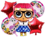 MPS MY PARTY SUPPLIERSĀ® Set of 5 lol surprise doll foil balloons for decoration, cartoon princess doll theme balloons, lol doll balloon garland, doll balloons for Girls Party