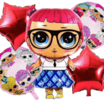 MPS MY PARTY SUPPLIERS® Set of 5 lol surprise doll foil balloons for decoration, cartoon princess doll theme balloons, lol doll balloon garland, doll balloons for Girls Party