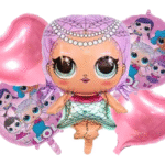MPS MY PARTY SUPPLIERS® Set of 5 lol surprise doll foil balloons for decoration, cartoon princess doll theme balloons, lol doll balloon garland, doll balloons for Girls Party