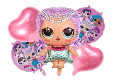 MPS MY PARTY SUPPLIERSĀ® Set of 5 lol surprise doll foil balloons for decoration, cartoon princess doll theme balloons, lol doll balloon garland, doll balloons for Girls Party