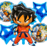 MPS MY PARTY SUPPLIERS® Set of 5 Goku Dragon Ball Z Foil Balloons kit for Birthday Decoration, Superhero Theme Party Item, Balloons for kids, Blue Star balloon, Anime Cartoon Foil Balloon