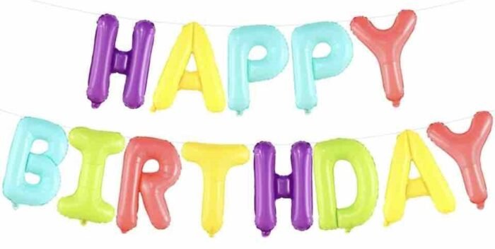 MPS MY PARTY SUPPLIERS® 1Pc Happy Birthday Letter Foil Balloon Happy Birthday Balloon Banner with Ribbon Straw, 16 Inch Alphabet Letters balloons for Wall Backdrop Birthday Decor ideas - Image 4