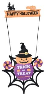 MPS My Party Suppliers 1 PCS Halloween Felt Hanging Sign Trick or Treat Pumpkin Felt Hanging Sign Witch Hat Signs for Halloween Home Wall Door Window Decorations Haunted House Decor (Random Design) - Image 3