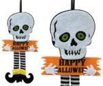 MPS My Party Suppliers 1 PCS Happy Halloween Felt Hanging, Skeleton Felt Hanging Decor for Halloween, Hangings for Home Wall Door Window Decorations, Skeleton Decor Items