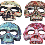 MPS My Party Suppliers 1pc Skull face mask, Half skull face mask, halloween costume, naqaab, funny multicolor Face Mask, Halloween Mask, skeleton face mask, halloween horror Theme Party [Random color]