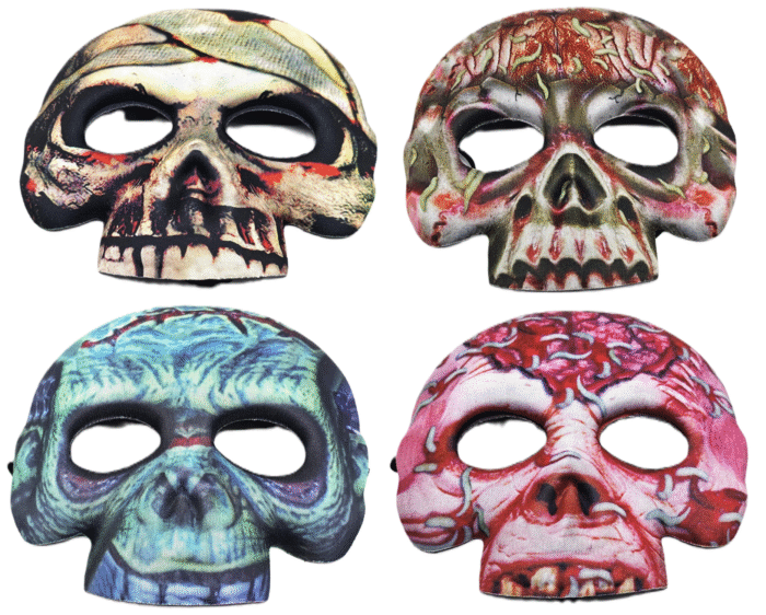 MPS My Party Suppliers 1pc Skull face mask, Half skull face mask, halloween costume, naqaab, funny multicolor Face Mask, Halloween Mask, skeleton face mask, halloween horror Theme Party [Random color] - Image 1