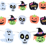 MPS My Party Suppliers 1 PCS Happy Halloween Felt Hanging, Skeleton Felt Hanging, Hanging Decoration for Halloween, Hangings for Home Wall Door Window Decorations, Pumpkin Decor Items