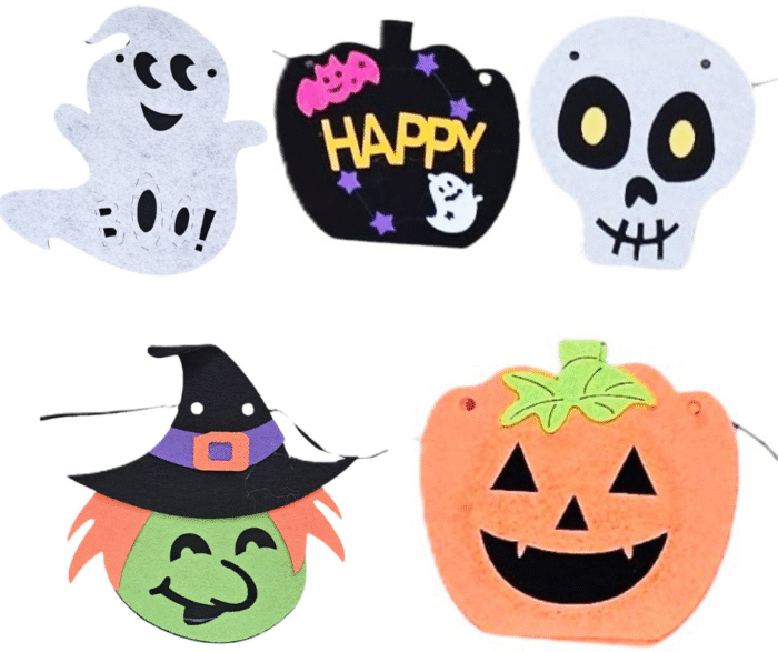 MPS My Party Suppliers 1 PCS Happy Halloween Felt Hanging, Skeleton Felt Hanging, Hanging Decoration for Halloween, Hangings for Home Wall Door Window Decorations, Pumpkin Decor Items - Image 2