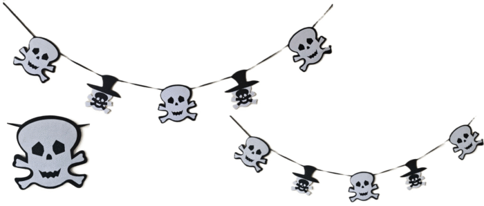 MPS My Party Suppliers Happy Halloween Skull Head Banner, Halloween Banner Garland, Skull Head Decoration for Halloween, Halloween Hanging Decor, Skeleton Decoration Items - Image 1