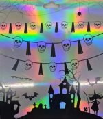 MPS My Party Suppliers Happy Halloween Holographic Skull Banner, Halloween Banner Garland, Skull Decoration for Halloween, Halloween Paper Hanging, Halloween Hanging Decoration, Halloween Banner - Image 2
