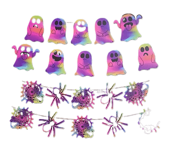 MPS My Party Suppliers 1pc Happy Halloween Holographic Ghost Banner, Halloween Ghost Garland, Banner Decoration for Halloween, Halloween Paper Hanging, Halloween Hanging Decoration, Halloween Banner - Image 5