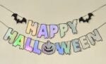 MPS My Party Suppliers Happy Halloween Holographic Letter Banner, Halloween Banner Garland, Banner Decoration for Halloween, Halloween Paper Hanging, Halloween Hanging Decoration, Halloween Banner