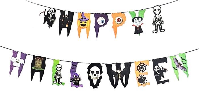 MPS My Party Suppliers Happy Halloween Letter Banner, Halloween Banner Garland, Decoration for Halloween, Halloween Paper Hanging, Halloween Hanging Decoration, halloween banner - Image 1