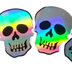 MPS My Party Suppliers Happy Halloween Holographic Skull Banner, Halloween Banner Garland, Skull Decoration for Halloween, Halloween Paper Hanging, Halloween Hanging Decoration, Halloween Banner