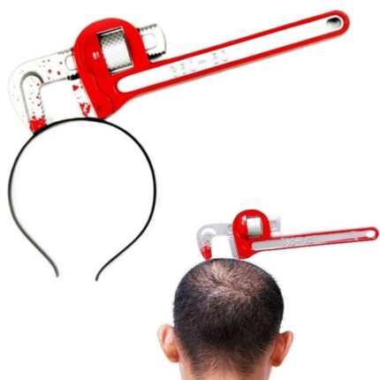 MPS MY PARTY SUPPLIERS 1pc Halloween Wrench Headband, Bloody Wrench Headband, Costume Party Accessory, Pipe Wrench Hairband for Halloween Party, Halloween costume, Halloween Hair makeup