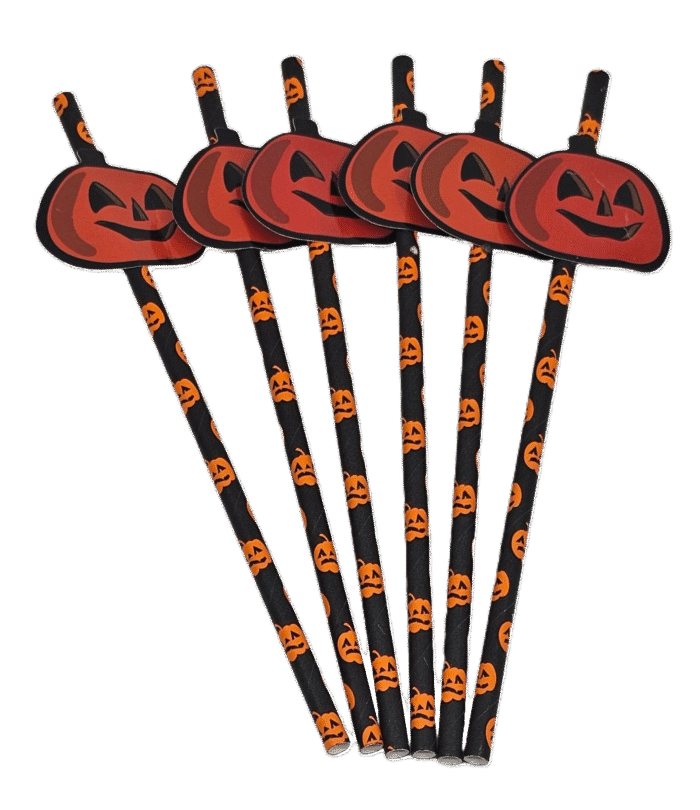 MPS My Party Suppliers Party Paper Straws for Halloween Theme Party, Halloween Pumpkin Accessory, Pumpkin Ghost Skull Paper Straws, Home and Kitchen Item (Orange Pumpkin Straw) - Image 3