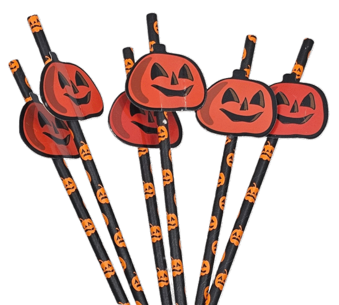 MPS My Party Suppliers Party Paper Straws for Halloween Theme Party, Halloween Pumpkin Accessory, Pumpkin Ghost Skull Paper Straws, Home and Kitchen Item (Orange Pumpkin Straw) - Image 4
