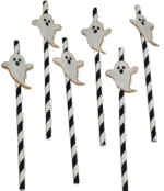 MPS My Party Suppliers Party Paper Straws for Halloween Theme Party, Halloween Pumpkin Accessory, Pumpkin Ghost Skull Paper Straws, Home and Kitchen Item (White Boo Ghost Straw)