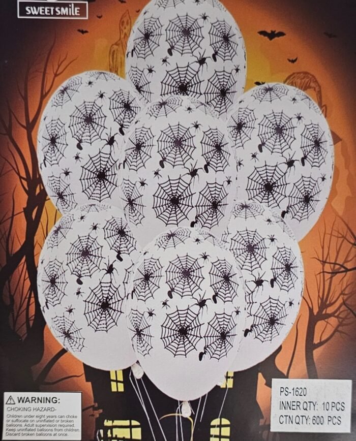 MPS My Party Suppliers Set of 10 Halloween Spider web Print Latex Balloons Decoration, Spider Ghost Party Decoration, Spider balloon, Spider web decor for Halloween, Foil Balloon Decor for Halloween - Image 7