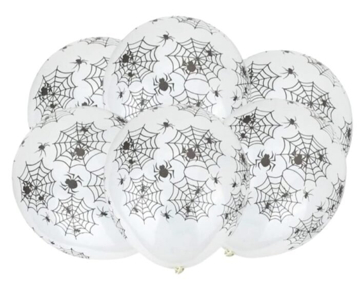MPS My Party Suppliers Set of 10 Halloween Spider web Print Latex Balloons Decoration, Spider Ghost Party Decoration, Spider balloon, Spider web decor for Halloween, Foil Balloon Decor for Halloween - Image 2