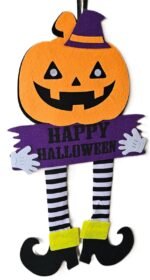 MPS My Party Suppliers 1 PCS Happy Halloween Felt Hanging, Pumpkin Felt Hanging With Hat, Hanging Decor for Halloween, Hangings for Home Wall Door Window Decorations, Pumpkin Decor items - Image 3