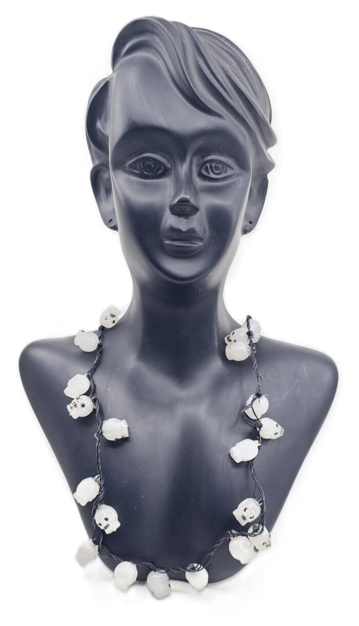 MPS My Party Suppliers LED Skull Light Up Necklace for Halloween, Skull Beads Necklace, Skull Head Necklace, kankal mala, Halloween Costume, Fancy Dress Scary Neckpiece, Skeleton Decoration - Image 2