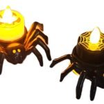 MPS My Party Suppliers Set of 2 Halloween Lamps, Halloween laltern, LED for Halloween Decoration, Halloween Hanging Decoration (Black Spider lamp)