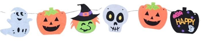 MPS My Party Suppliers 1 PCS Happy Halloween Felt Hanging, Skeleton Felt Hanging, Hanging Decoration for Halloween, Hangings for Home Wall Door Window Decorations, Pumpkin Decor Items - Image 3