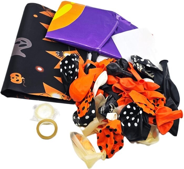 MPS MY PARTY SUPPLIERS® 63pcs hallo ween balloon decoration kit, black and orange balloons for halloween, halloween decorations for home office school indoor and outdoor, festival theme - Image 5