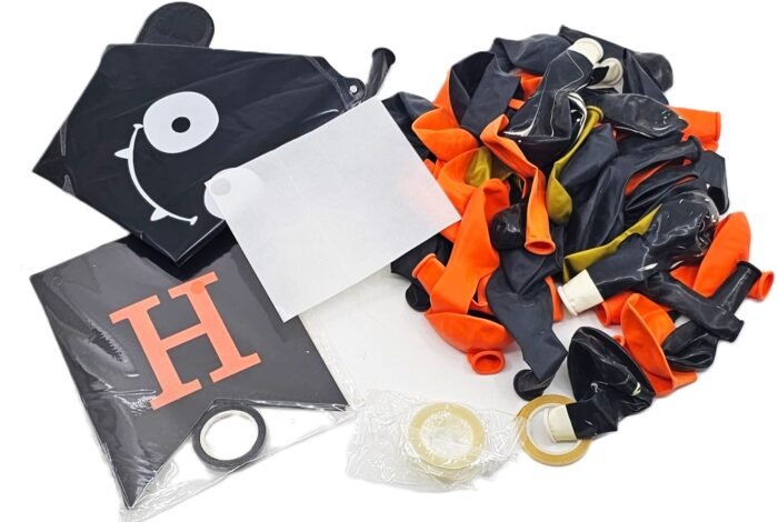 MPS My Party Suppliers 61pcs Halloween Balloon kit, Halloween Party Decorations Set with Halloween Banner Orange, Black and Gold Balloons, halloween Bats balloon Decoration, horror halloween theme - Image 9