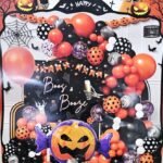 MPS MY PARTY SUPPLIERS® 63pcs hallo ween balloon decoration kit, black and orange balloons for halloween, halloween decorations for home office school indoor and outdoor, festival theme
