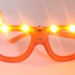 MPS MY PARTY SUPPLIERS 1pc Halloween Light-Up Orange Glasses, glow in dark goggles, pumpkin glasses, halloween pumpkin, skull head goggles, orange black eye glasses, pumpkin, skeleton decor
