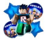 MPS MY PARTY SUPPLIERSĀ® Set of 5 Video game theme foil balloons for kids birthday decoration, Game Theme Party, Balloons for kids Party Decoration, Cartoon Foil Balloon, blue stars balloons