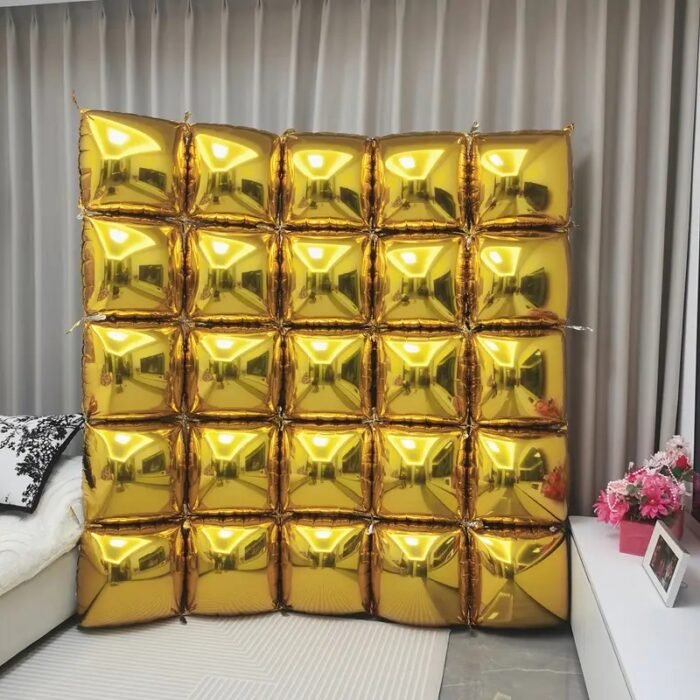 MPS MY PARTY SUPPLIERS® Set of 10 Golden Square Shaped Foil Balloons 30 * 30cm Wall Backdrop Double Sided Metallic Balloon Arch Garland Kit For Anniversary Engagement Birthday Party Decorations - Image 5