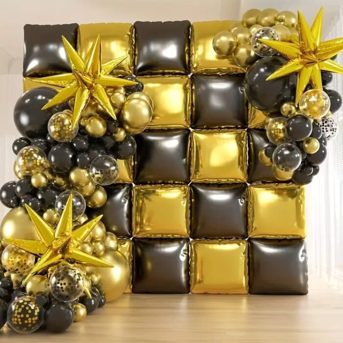 MPS MY PARTY SUPPLIERS® Set of 10 Golden Square Shaped Foil Balloons 30 * 30cm Wall Backdrop Double Sided Metallic Balloon Arch Garland Kit For Anniversary Engagement Birthday Party Decorations - Image 6