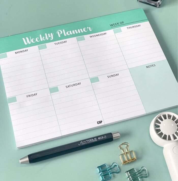 MPS MY PARTY SUPPLIERS® 1pc Green Weekly Planner, To Do List Notebook Tear-Off Sheets Notepad Day or Work Organizer, Scheduler for Goals, Tasks, Ideas Ideal for Home Office Fancy Stationery Items - Image 4