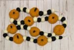 MPS MY PARTY SUPPLIERS® 6 feet Halloween Pumpkin Orange White Black Felt Ball Pom Pom Garland Halloween Hanging Ornaments - Image 2