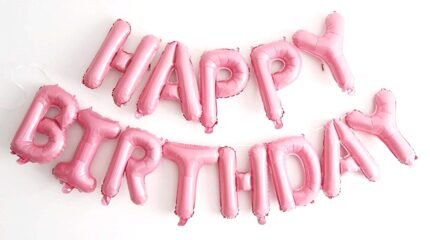 MPS MY PARTY SUPPLIERS® Light Pink Happy Birthday Letter Foil Balloons Decoration for Birthday Foil balloons for birthday decoration Balloon Set For Decoration (13Pcs 16inch)