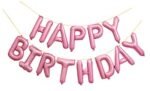 MPS MY PARTY SUPPLIERS® Light Pink Happy Birthday Letter Foil Balloons Decoration for Birthday Foil balloons for birthday decoration Balloon Set For Decoration (13Pcs 16inch) - Image 3