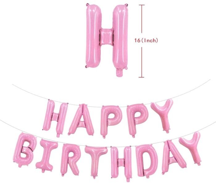 MPS MY PARTY SUPPLIERS® Light Pink Happy Birthday Letter Foil Balloons Decoration for Birthday Foil balloons for birthday decoration Balloon Set For Decoration (13Pcs 16inch) - Image 4