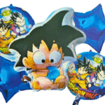 MPS MY PARTY SUPPLIERS® Set of 5 Goku Dragon Ball Z Foil Balloons kit for Birthday Decoration, Superhero Theme Party Item, Balloons for kids Party With Blue Star, Anime Cartoon Foil Balloon