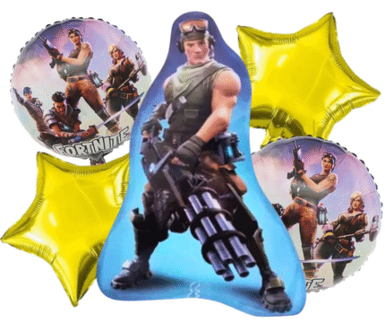 MPS MY PARTY SUPPLIERS® Set of 5 Video game theme foil balloon for birthday decoration, Game Theme Party, Balloons for kids Party Decoration, Cartoon Foil Balloon, golden stars
