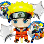 MPS MY PARTY SUPPLIERS® Set of 5 Goku Dragon Ball Z Foil Balloons kit for Birthday Decoration, Superhero Theme Party Item, Balloons for kids Party With Silver Star, Anime Cartoon Foil Balloon