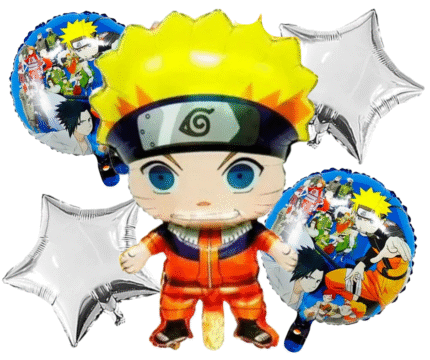 MPS MY PARTY SUPPLIERS® Set of 5 Goku Dragon Ball Z Foil Balloons kit for Birthday Decoration, Superhero Theme Party Item, Balloons for kids Party With Silver Star, Anime Cartoon Foil Balloon