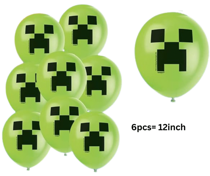 MPS MY PARTY SUPPLIERS® Set of 16 Video game theme foil balloons for kids birthday decoration, Game Theme Party, Balloons for kids Party Decoration, Cartoon Foil Balloon, green stars balloons, green and black latex balloons - Image 6