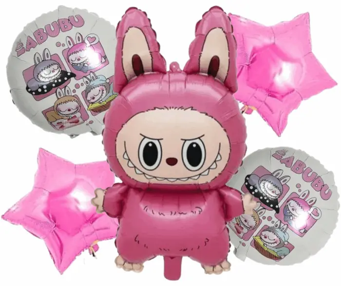 balloon - 2025-07-04T124844.373 MPS MY PARTY SUPPLIERS® Set of 5 Cartoon Labubu Foil Balloon Kids Party Cartoon Theme Monster Bunny Doll Plush Toy Birthday Gift Star Foil Balloon Foil Balloons for kids Birthday Decoration - Image 1