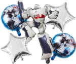 MPS MY PARTY SUPPLIERSĀ® Set of 5 Robot Shape Foil Balloon Foil Balloons for kids Birthday Decoration, Robot Balloon, Science Tech Theme, Robot-Theme Birthday, Silver star foil balloons - Image 4