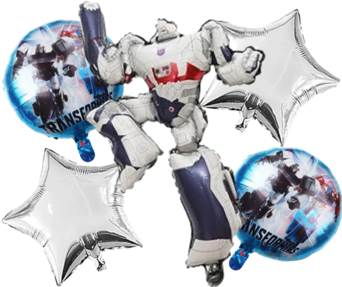 MPS MY PARTY SUPPLIERS® Set of 5 Robot Shape Foil Balloon Foil Balloons for kids Birthday Decoration, Robot Balloon, Science Tech Theme, Robot-Theme Birthday, Silver star foil balloons - Image 4