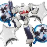 MPS MY PARTY SUPPLIERS® Set of 5 Robot Shape Foil Balloon Foil Balloons for kids Birthday Decoration, Robot Balloon, Science Tech Theme, Robot-Theme Birthday, Silver star foil balloons